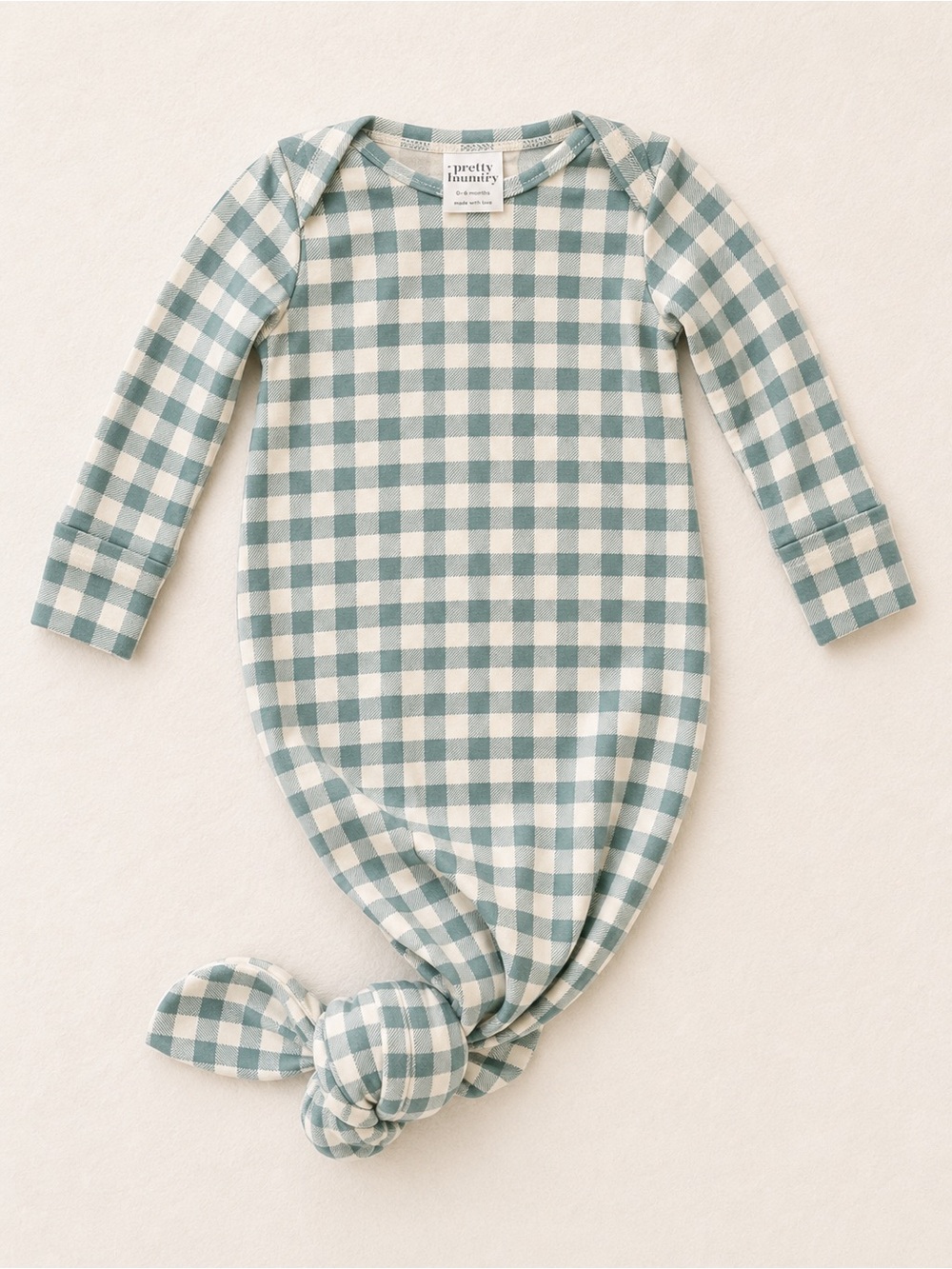 Pretty Laundry (Little & Lively) Baby Sleeper Gown Green and White Gingham Print